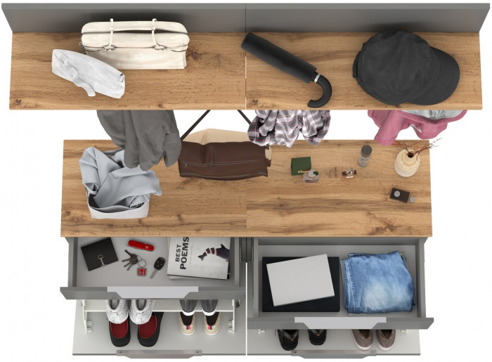 Октава Прихожая 07, серый графит/дуб крафт золотой/фасады МДФ серый графит