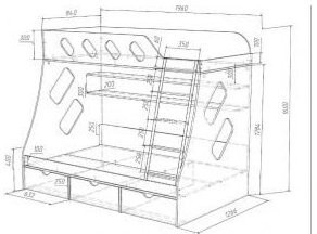 Дельта-20.01 Детская двухъярусная кровать с лестницей (Желтый, Дуб Сонома)