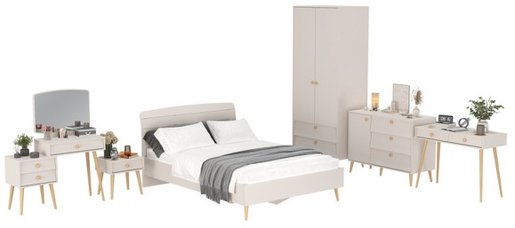 Афина Спальня 28-1400, цвет кашемир серый, сп.м. 1400х2000 мм., б/м, основание есть - фанера