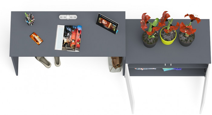 Мори письменный стол МСП1200.1 + Тумба МА900.1, графит/белый