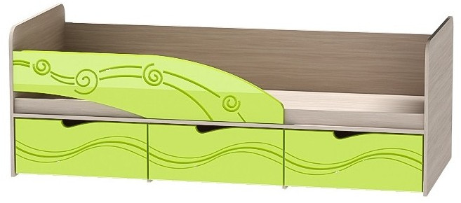 Детская кровать Бриз-3 80х190, волна (Ирис/Белый/Правый)