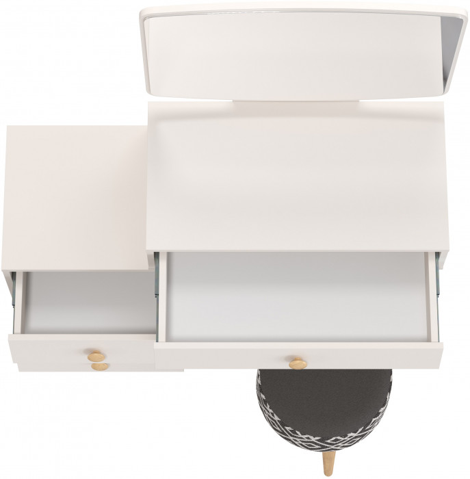 Афина Спальня 4-25901М1к.с. Трюмо + Банкетка 6-5132ТКчёр Юна, кашемир серый/ткань чёрная