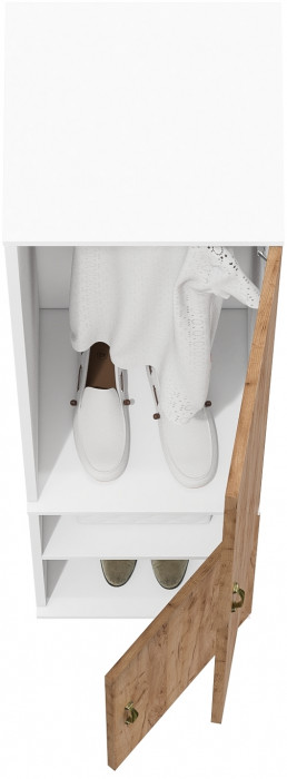 Лидер-8 Модуль Пенал МД 21Б, белый шагрень/крафт золото