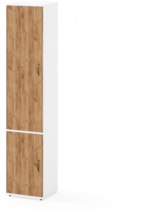 Лидер-8 Модуль Пенал МД 21Б, белый шагрень/крафт золото