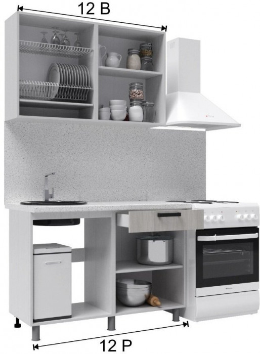 Кухонный гарнитур Версаль 1,2м Айвори/Васаби