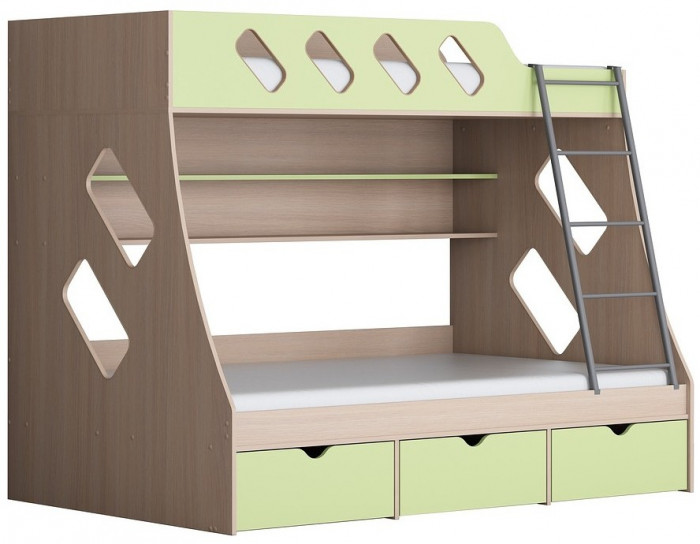 Дельта-20.01 Детская двухъярусная кровать с лестницей (Желтый, Ясень шимо светлый)