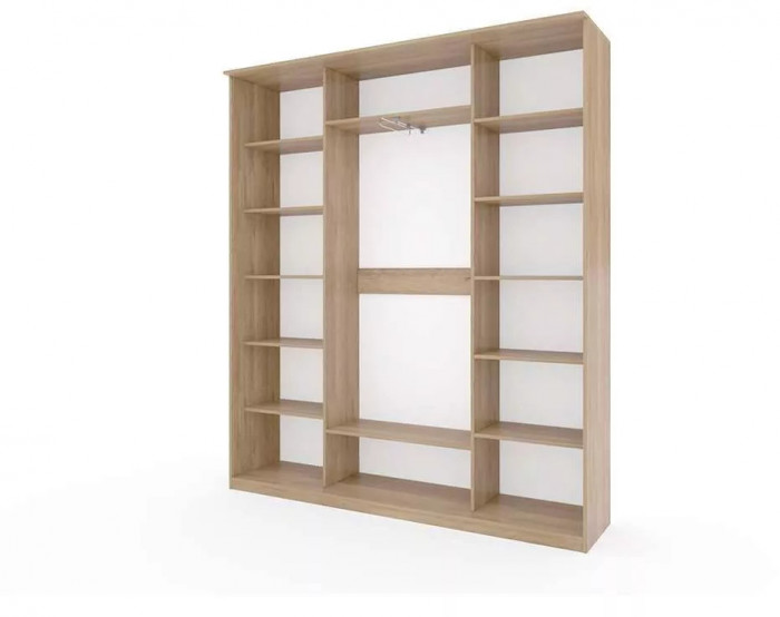 Шкаф купе Модерн 2362х450 4-х дверный 3-х секционный зеркальный с пескоструем №2 ясень