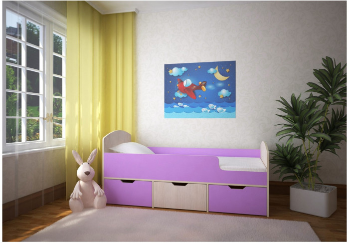 Кровать Малыш Мини (Дуб молочный/Лайм)