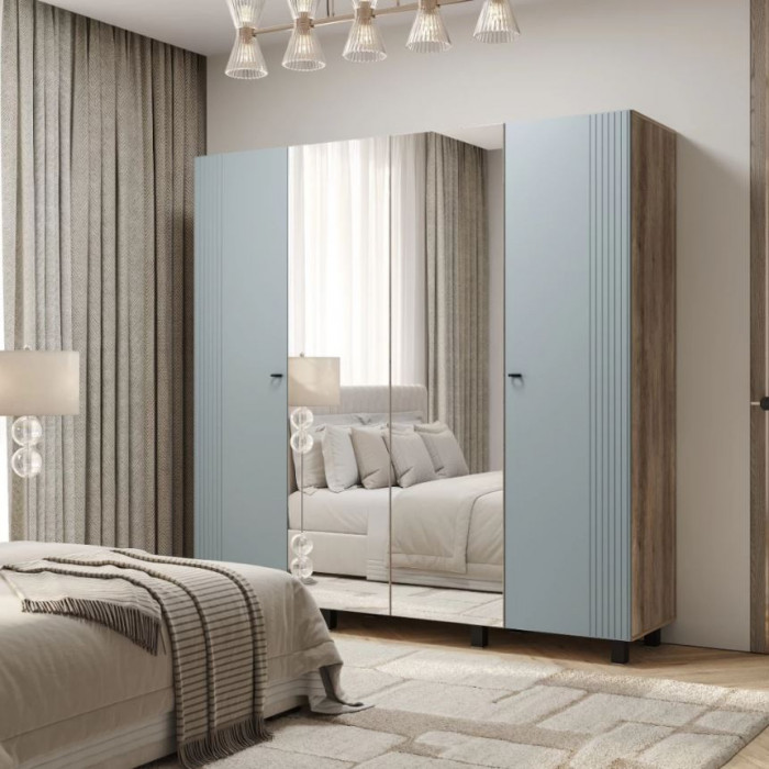 "Олива" ШК-13 Шкаф 4-х створчатый Дуб каньон/МФ11 Шарли Бриз