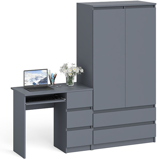 Мори компьютерный стол МС-6 правый + Шкаф МШ900.1, графит