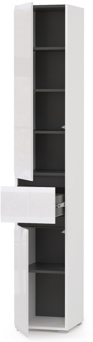Сидней 13.202 Шкаф с ящиком, корпус: белый/чёрный/фасады: МДФ белый глянец