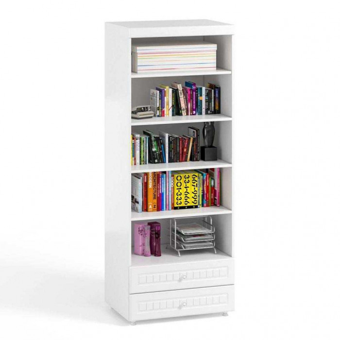 Шкаф-стеллаж с ящиками (гл.410) Монако МН-51 белое дерево