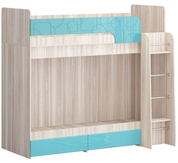 Двухъярусная кровать Бемби МДФ NEW, ясень (Мята, Ясень шимо светлый)