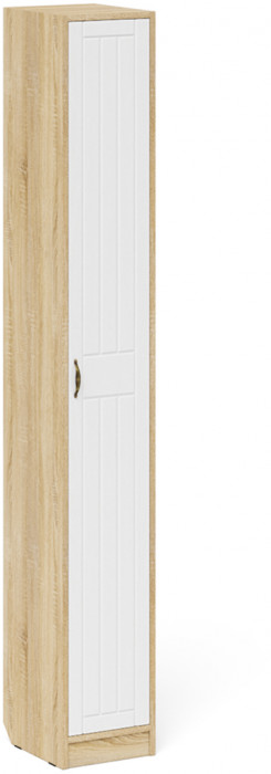 Прихожая П-6 Шкаф + Пенал, цвет дуб сонома/фасады МДФ белое дерево фрезеровка прованс, ШхГхВ 90х50х210 см., универсальная сборка