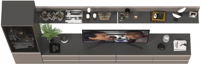 Сидней Комплектация № 102, цвет корпус: антрацит/фасады: МДФ веллюто капучино, ШхГхВ 309,8х41,3х205,2 см., универсальная сборка