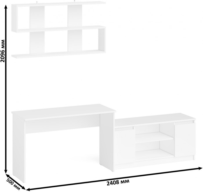Мори письменный стол МСП1200.1 + Тумба МТВ1200.1 + Полка 1200, белый