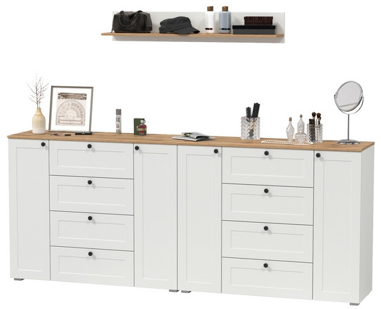 Остин Прихожая 70, белый шагрень/дуб крафт золотой