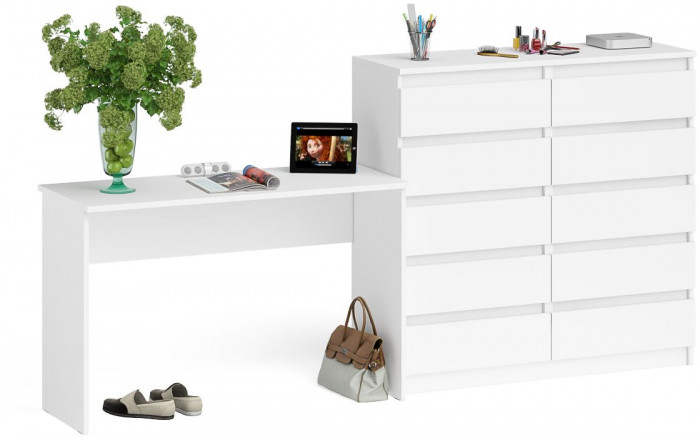 Мори письменный стол МСП1200.1 + Комод МК1200.10, белый