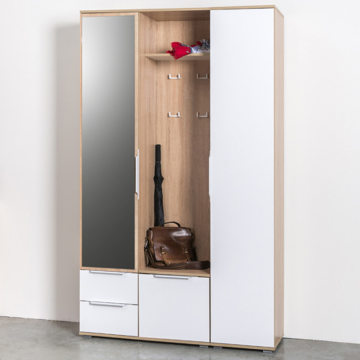 Куба Шкаф комбинированный 10.14, цвет дуб сонома/белый премиум, ШхГхВ 86,4х38,3х210,6 см., универсальная сборка