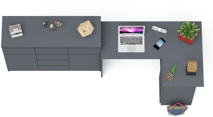 Мори компьютерный стол МС-16 правый + Комод МК1200.4, графит