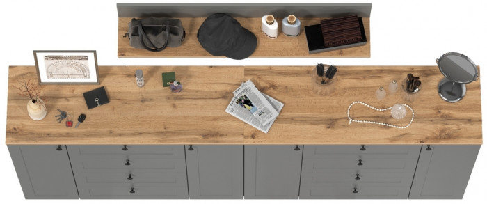 Остин Прихожая 70, серый графит/дуб крафт золотой