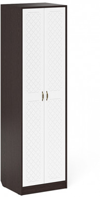 Прихожая П-6 Шкаф, венге/фасады МДФ белое дерево фрезеровка ромб