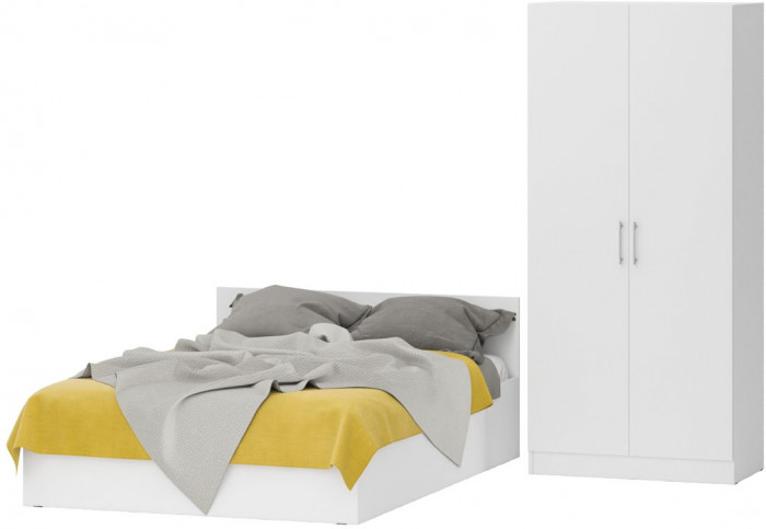Кровать 1400 + Шкаф 2-х створчатый Стандарт, белый
