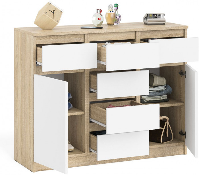 Мори Комод МК1200.4, дуб сонома/белый