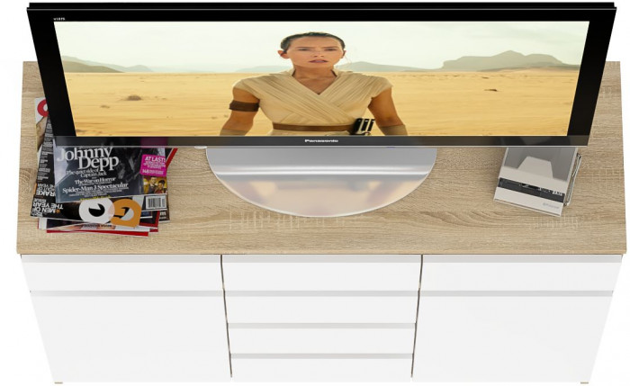 Мори Комод МК1200.4, дуб сонома/белый