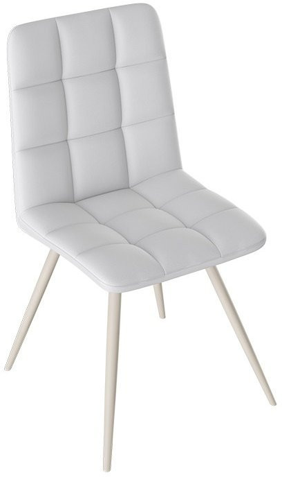 Бруно Стул (конус Т3) (Белый муар/Кожзам Серый)