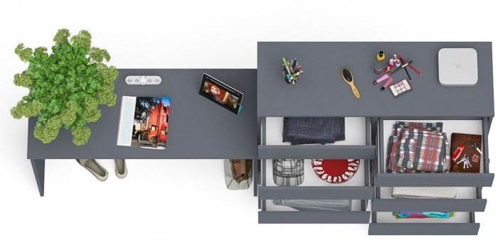 Мори письменный стол МСП1200.1 + Комод МК1200.10, графит