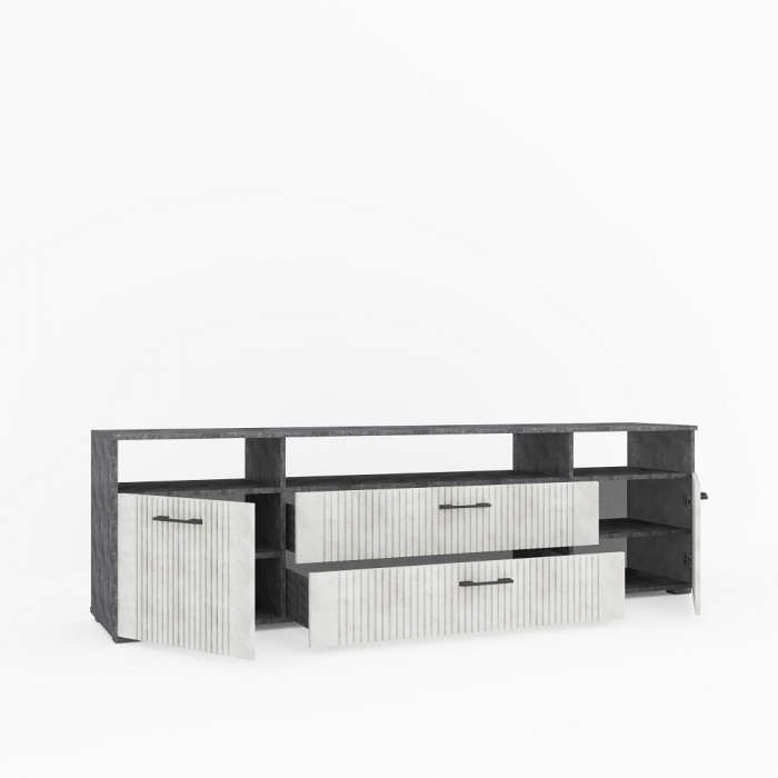 Тумба для ТВ-техники "Денвер" - Бетон спаркс/Перламутр жемчуг