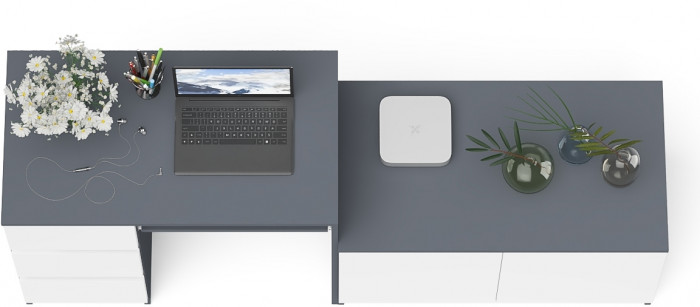 Мори Стол компьютерный МС-6 левый + Тумба МА900.1, цвет графит/белый, ШхГхВ 180,4х50,4х76,6 см., выдвижные ящики слева, НЕ универсальная сборка