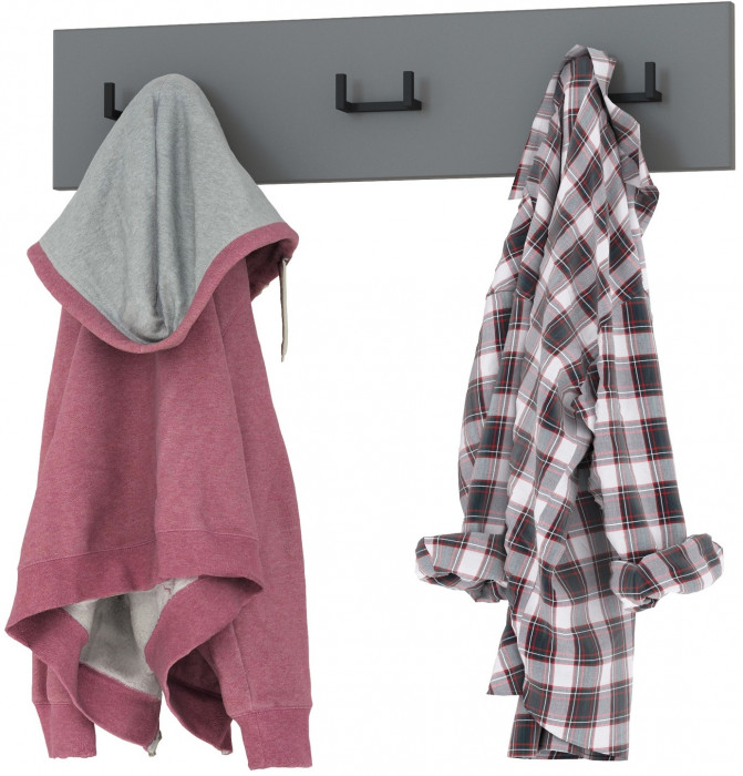 Октава 15.14.02 Вешалка, цвет серый графит, ШхГхВ 64,7х4,7х15 см.