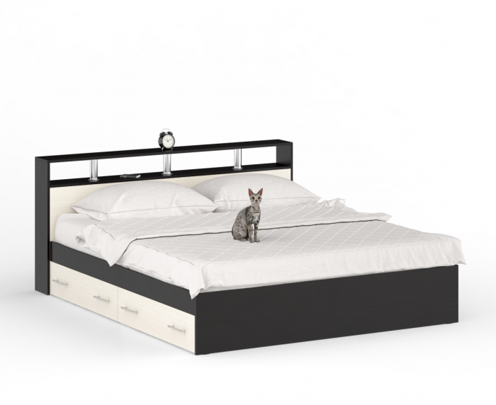 Камелия Кровать с ящиками 1800, венге/дуб лоредо