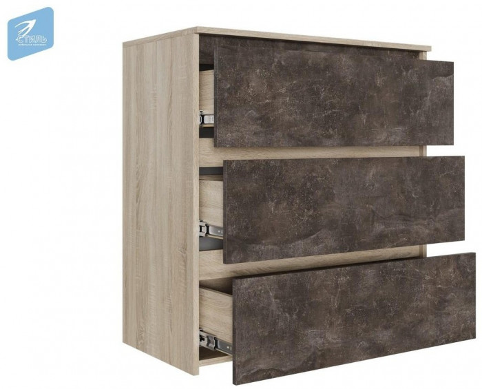 Милано-1 Комод (Ателье темное, Дуб сонома светлый)