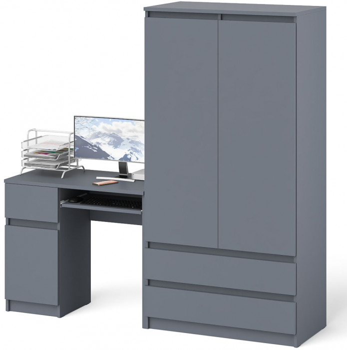 Мори компьютерный стол МС-1 левый + Шкаф МШ900.1, графит