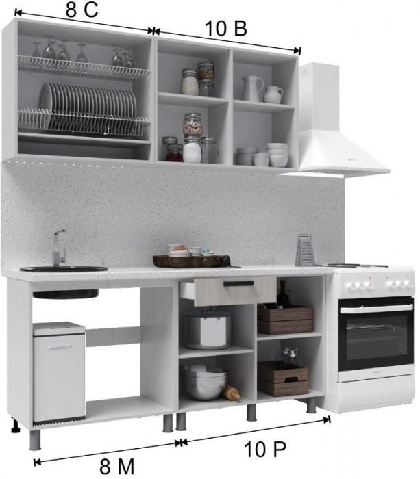 Кухонный гарнитур Версаль 1,8м Айвори/Васаби