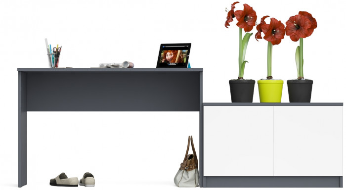 Мори письменный стол МСП1200.1 + Тумба МА900.1, графит/белый