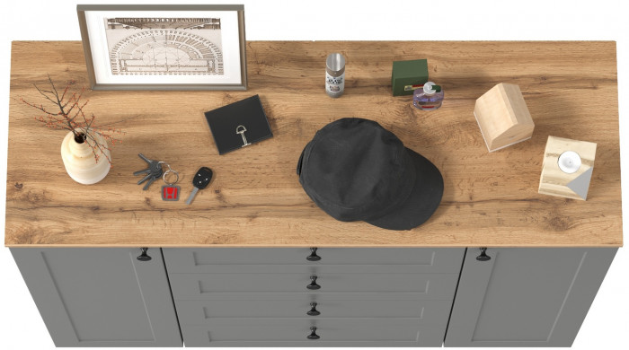 Остин 16.221 Комод, серый графит/дуб крафт золотой