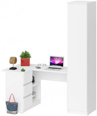 Мори компьютерный стол МС-16 левый + Пенал МШ400.1, белый