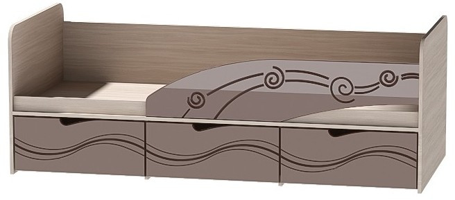 Детская кровать Бриз-3 80х190, волна (Шоколад/Ясень шимо светлый/Правый)