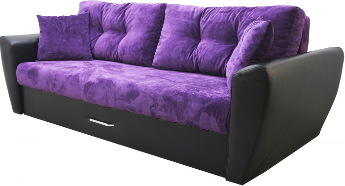 Диван-кровать Амстердам Люкс, 160х195, еврокнижка, независимый пружинный блок, велюр/экокожа, фиолетово-черный