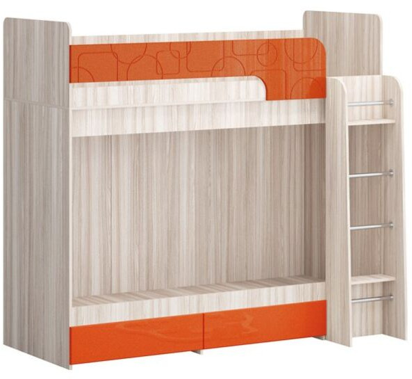 Двухъярусная кровать Бемби МДФ NEW, ясень (Ванда, Ясень шимо светлый)