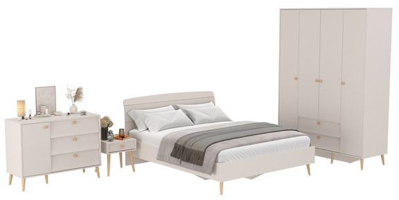 Афина Спальня 30-1600, цвет кашемир серый, сп.м. 1600х2000 мм., б/м, основание есть - фанера