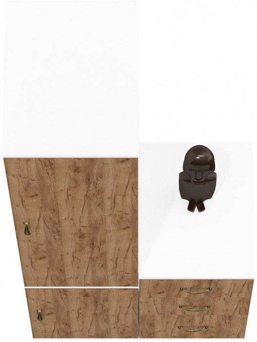 Лидер-8 Пенал МД 23Б + Тумба МД 3.16, цвет белый шагрень/крафт золото, ШхГхВ 80х50х190 см., универсальная сборка