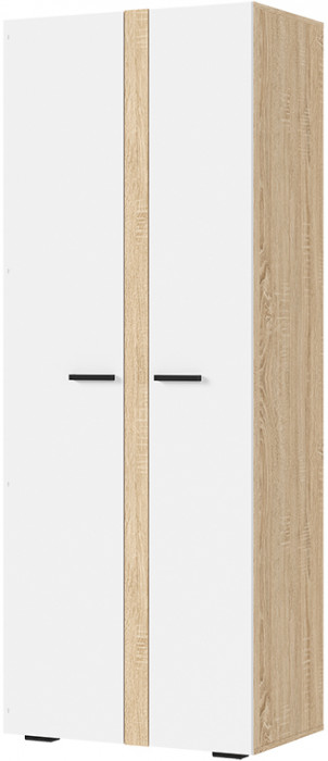 САНСА ШК-02 Шкаф 2-х створчатый Фасад БЕЛЫЙ/Корпус ДУБ СОНОМА
