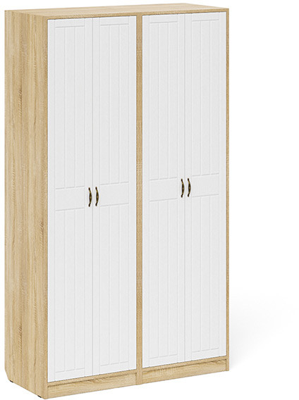 Прихожая П-6 Шкаф + Шкаф, цвет дуб сонома/фасады МДФ белое дерево фрезеровка прованс, ШхГхВ 120х50х210 см.