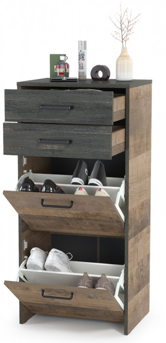 Трувор 13.241.06 Тумба для обуви, цвет дуб гранж песочный/интра, ШхГхВ 50х37х106,9 см.