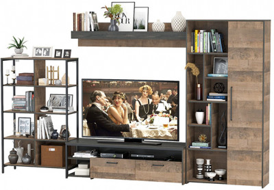 Трувор Гостиная 071, цвет дуб гранж песочный/интра, ШхГхВ 332,8х45,4х210 см., универсальная сборка